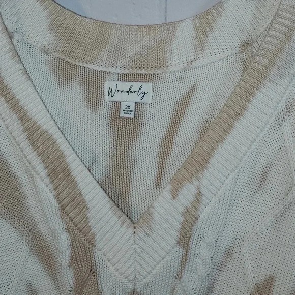 Wonderly Women's Long Sleeve Cable Knit Sweater Tan Twist 3X - Picture 3 of 7